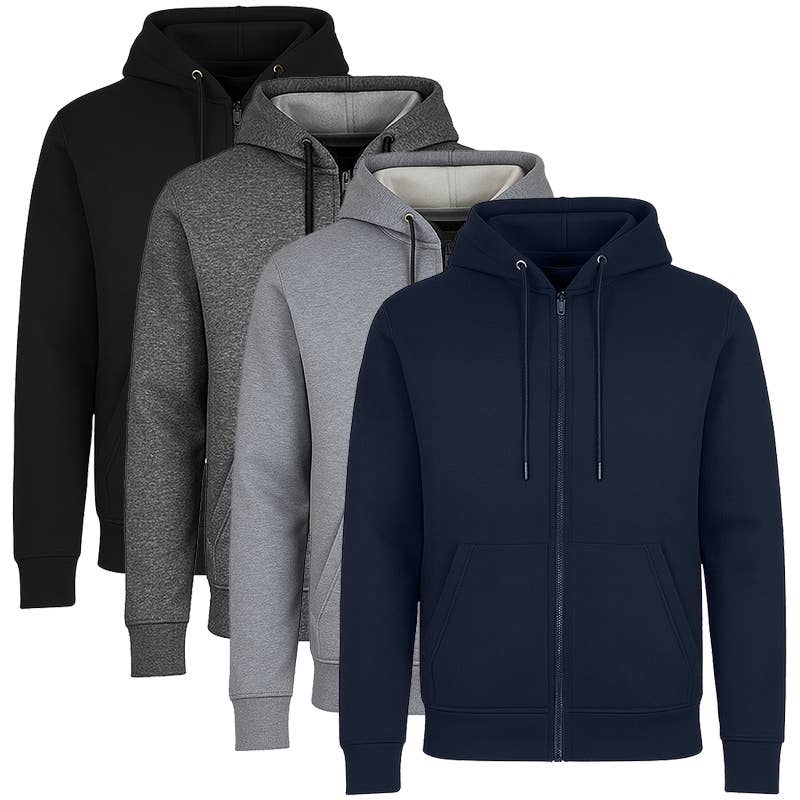 Men's Fleece Lined Zip Up Hoodie (S-3XL): Navy / L