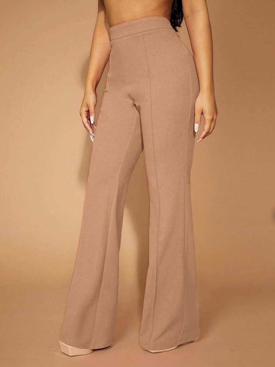 High Waist Straight Leg Pants Women's Work Trousers: Navy Blue / 95%Polyester + 5%Spandex / L