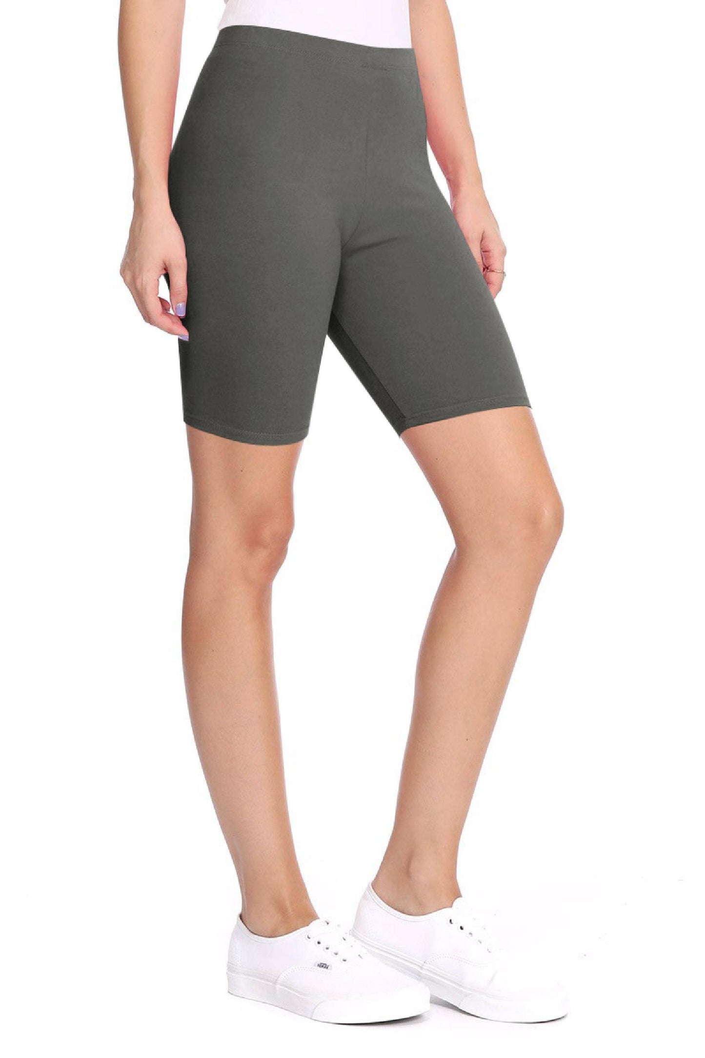 Women's Solid Casual Cotton Stretch Basic Biker Shorts: Black / X-Large