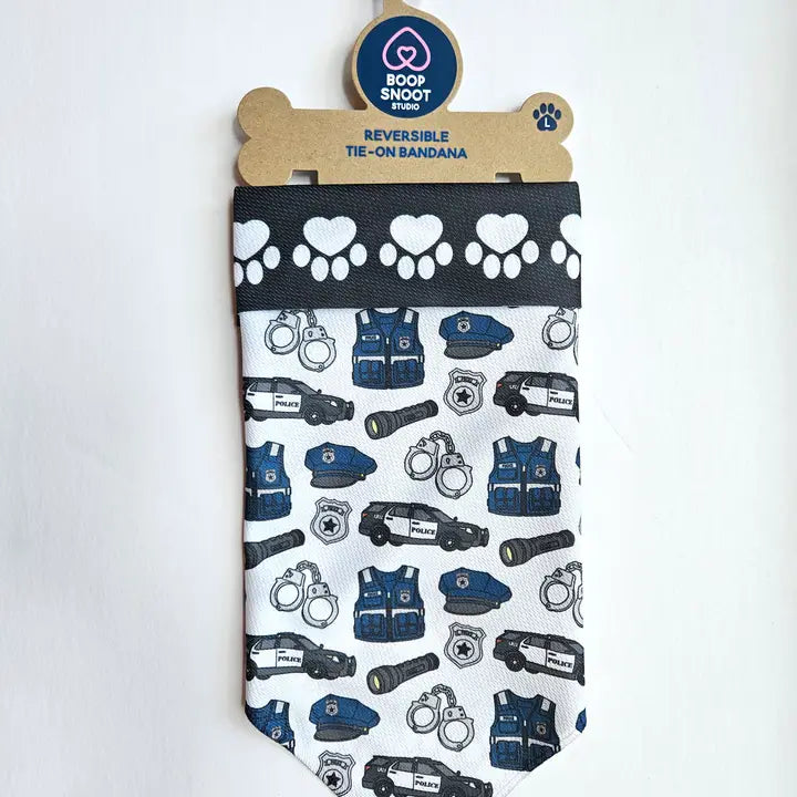 Police Reversible Tie-On Dog Bandana
