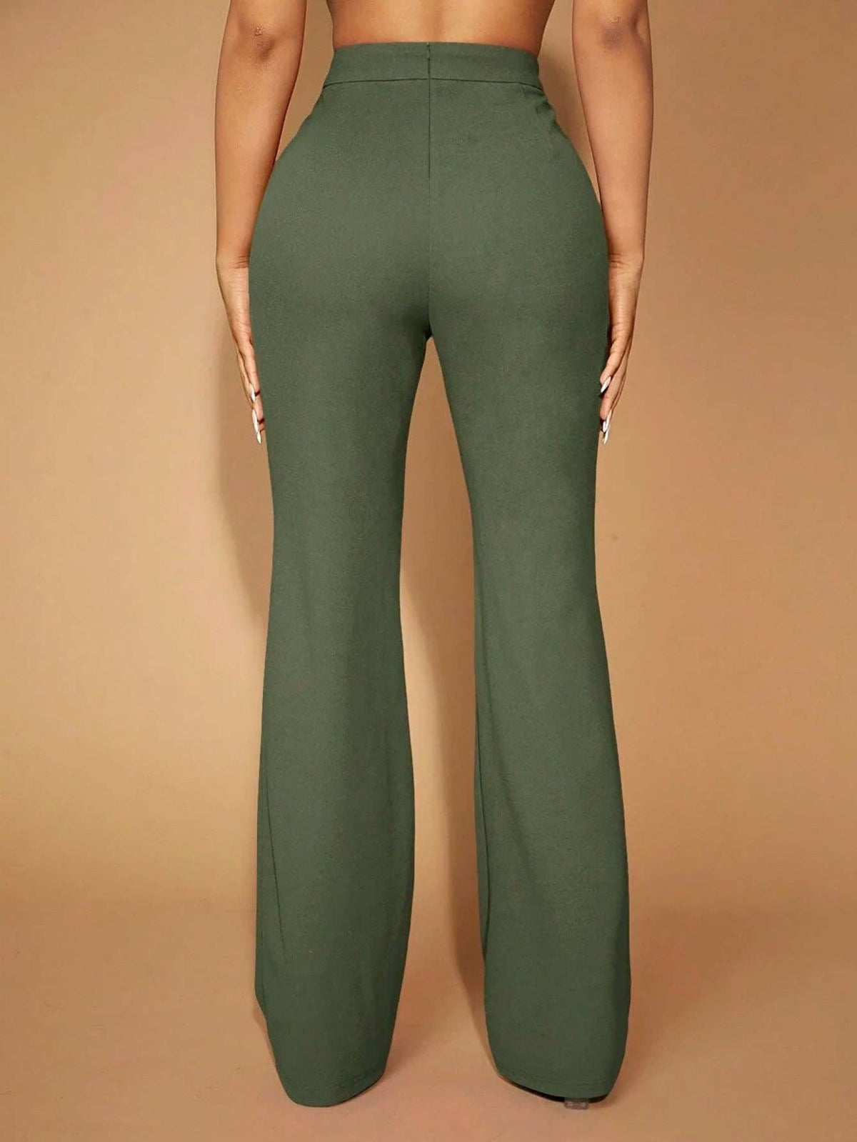 High Waist Straight Leg Pants Women's Work Trousers: Navy Blue / 95%Polyester + 5%Spandex / L