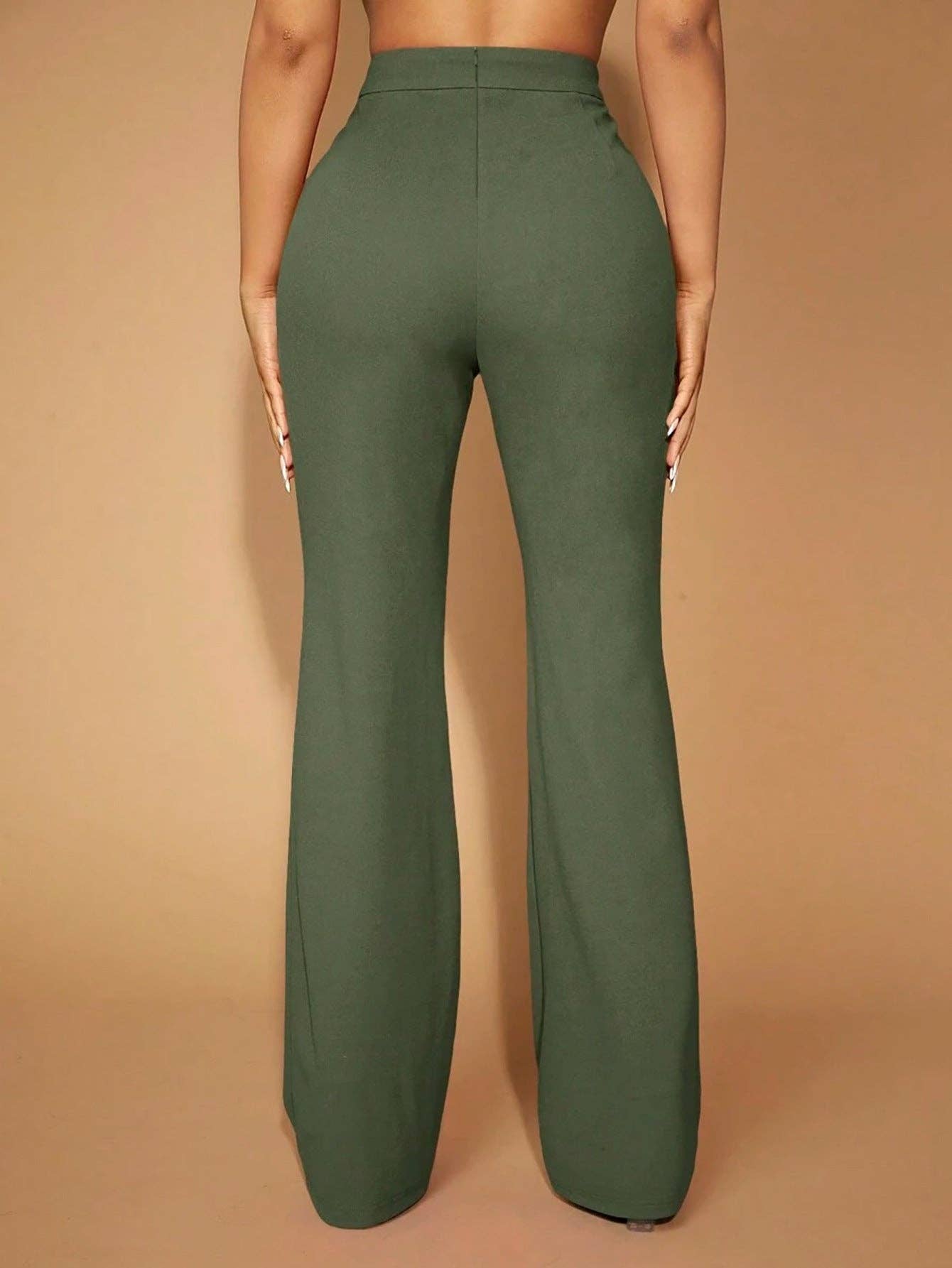 High Waist Straight Leg Pants Women's Work Trousers: Dark Gray / 95%Polyester + 5%Spandex / 2XL