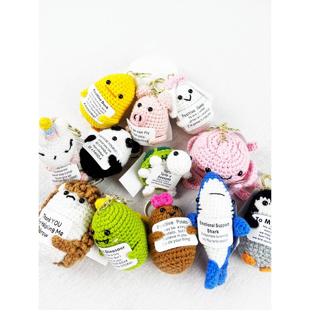 Positive Crochet Animal Keychain