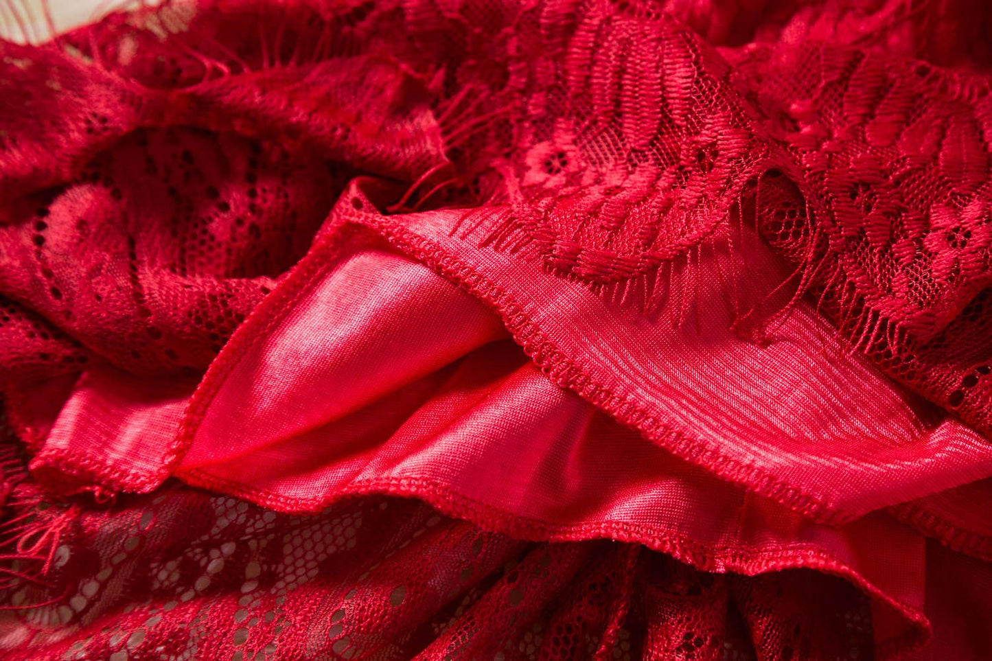 Red Vintage Lace 3/4 Sleeve A-Line Girl Dress :