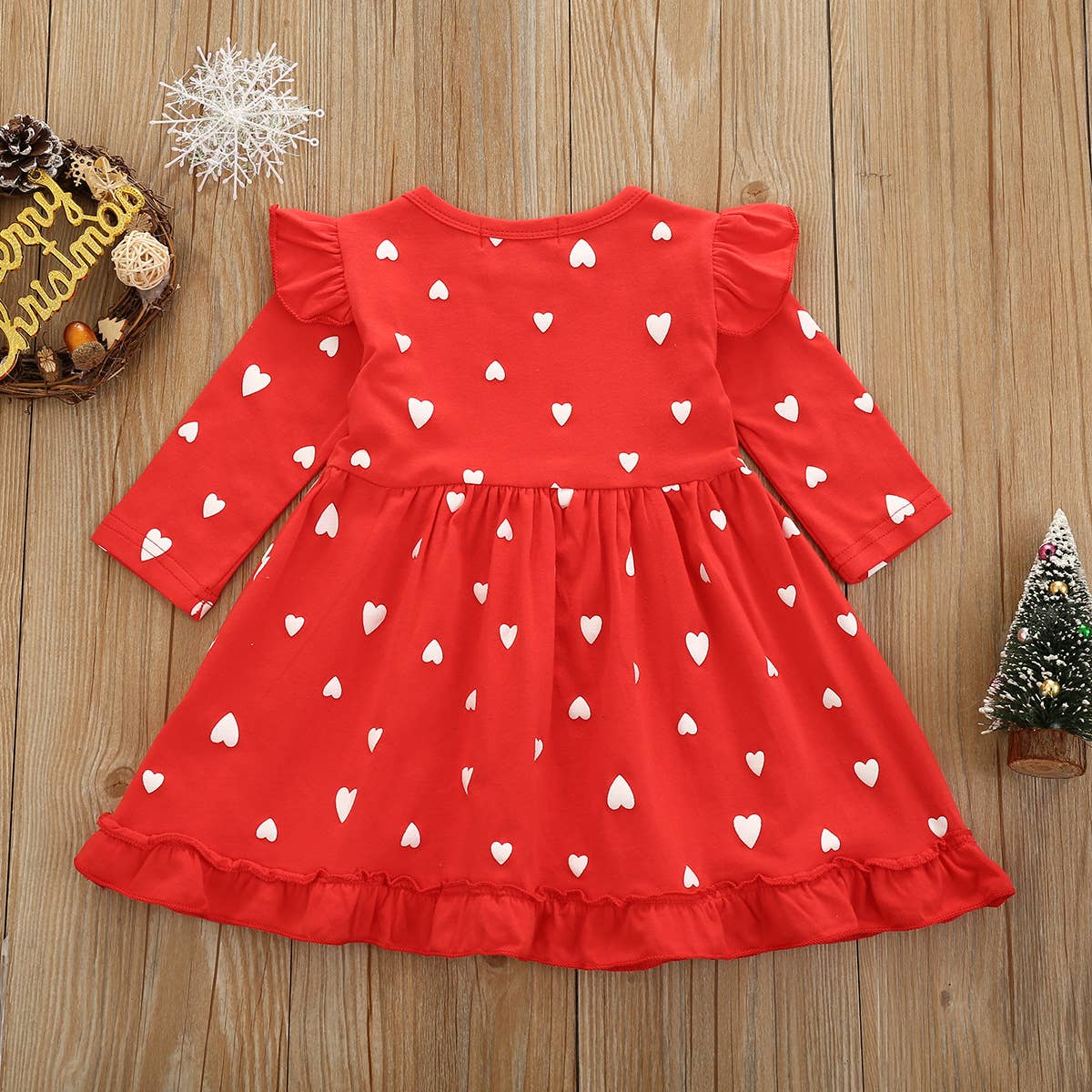 Daddy's Little Valentine Heart Red Ruffle Girl Dress: