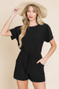 DA1485 RELAXED SOLID ROMPER: BLACK
