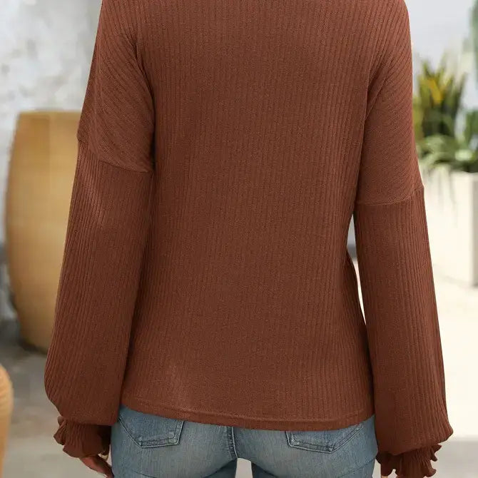 Meet Me for Coffee Ruffle Cuff Top