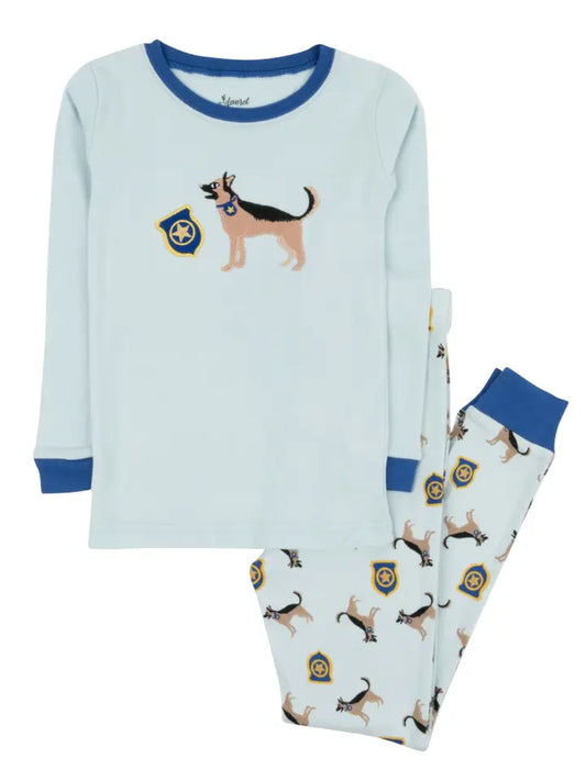 Kids Two Piece Cotton Pajamas Police Dog