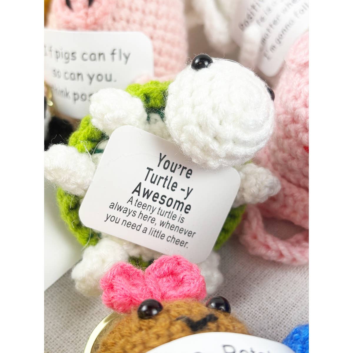 Positive Crochet Animal Keychain
