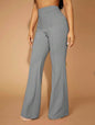 High Waist Straight Leg Pants Women's Work Trousers: Light Gray / 95%Polyester + 5%Spandex / XL