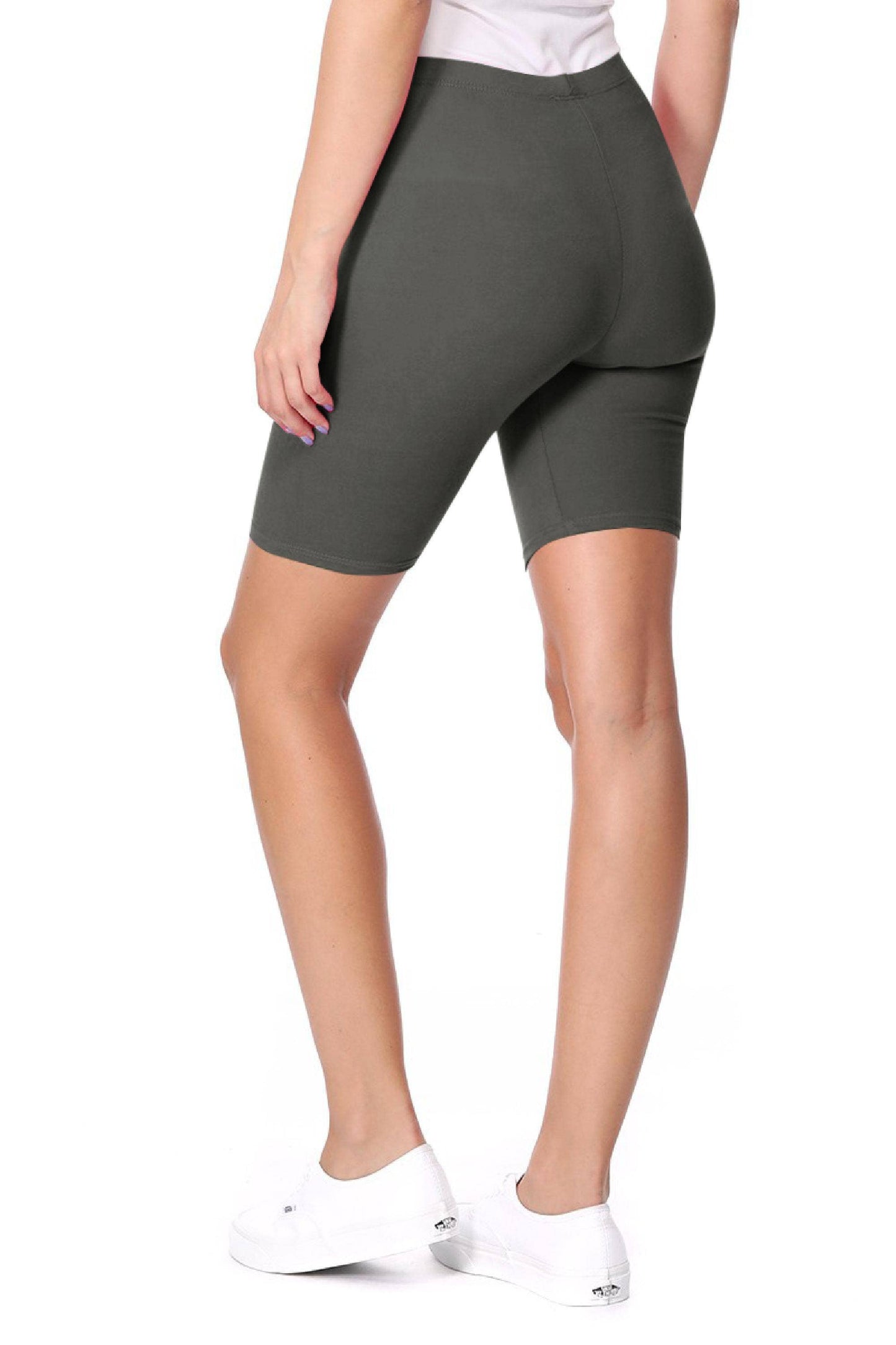 Women's Solid Casual Cotton Stretch Basic Biker Shorts: Black / X-Large