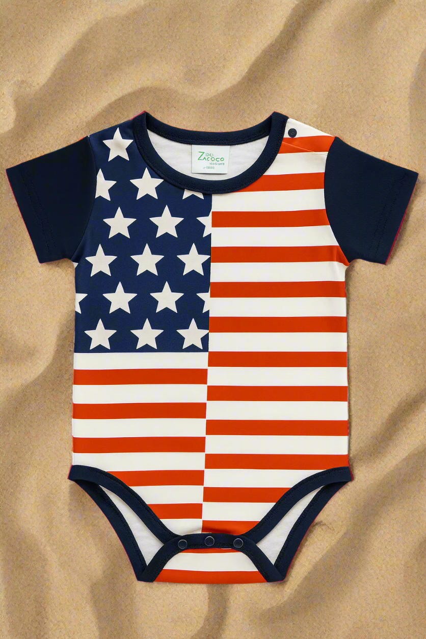 America Flag Cotton Baby Romper: