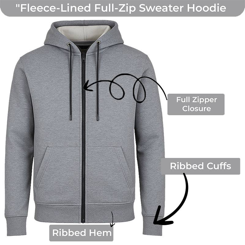 Men's Fleece Lined Zip Up Hoodie (S-3XL): Navy / L