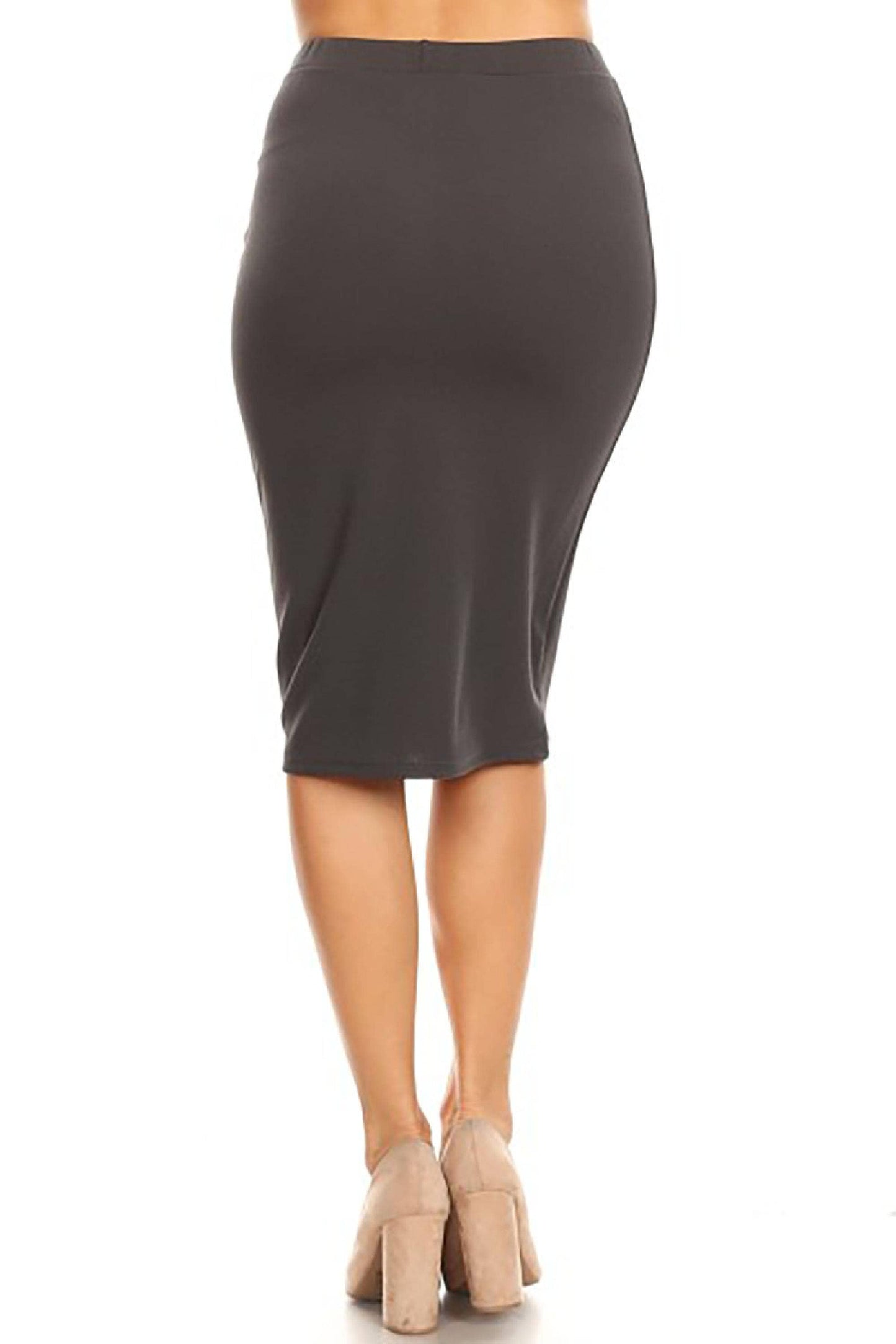 Women's Casual High Waist Bodycon Midi Skirt: Black