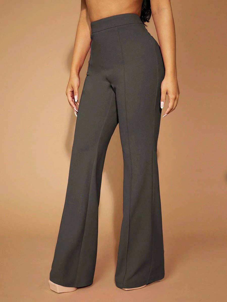 High Waist Straight Leg Pants Women's Work Trousers: Navy Blue / 95%Polyester + 5%Spandex / XL
