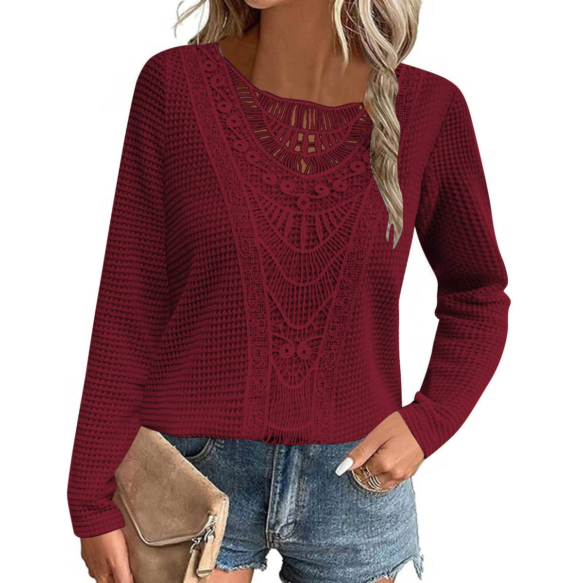 Caught Your Eye Crochet Detail Top
